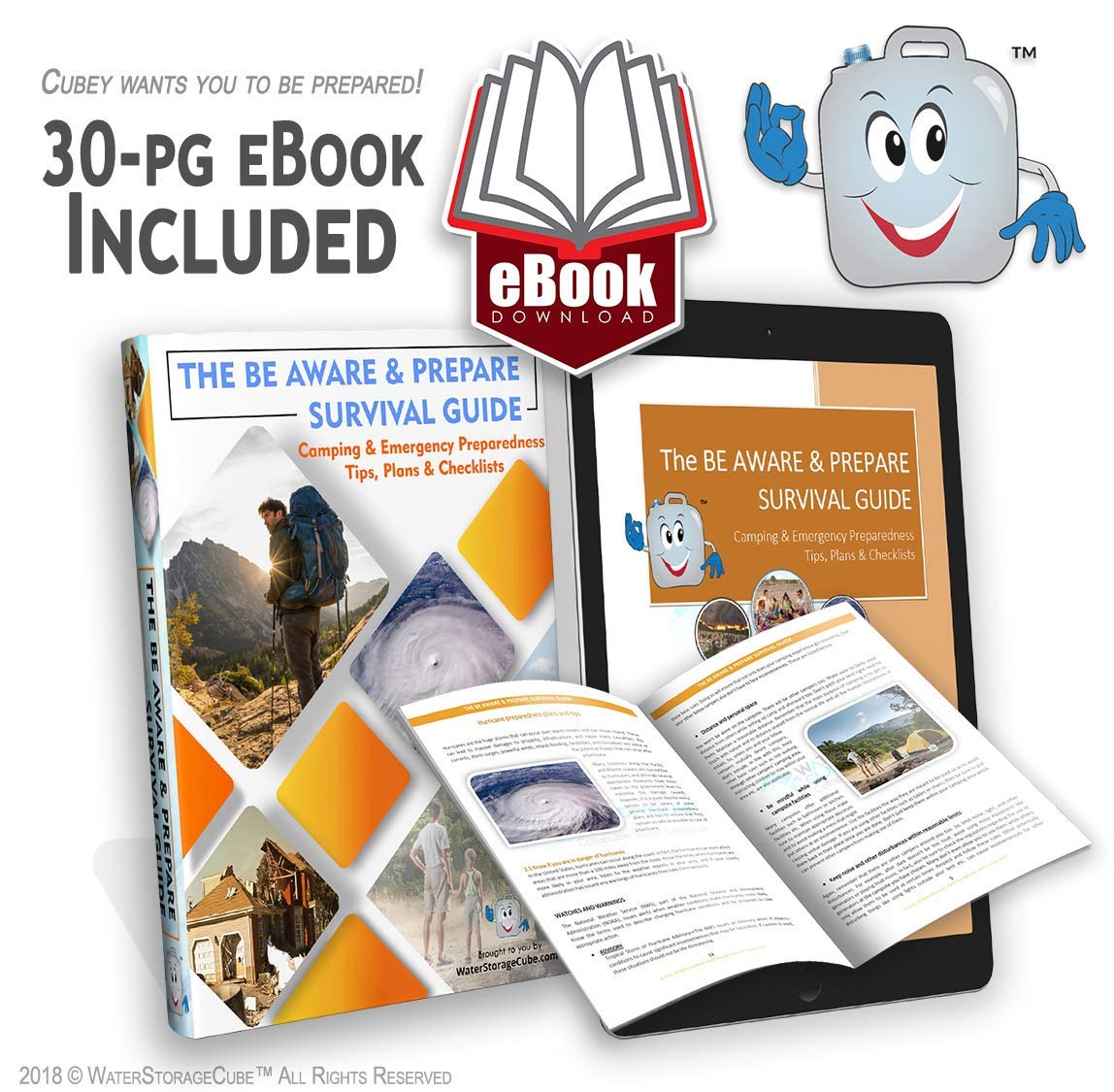 WaterStorageCube BPA-Free Collapsible Water Container with Spigot, Camping Water Storage Carrier Jug for Outdoors Hiking Backpack & Survival Kit, Foldable Portable Water Canteen (8-Pack)