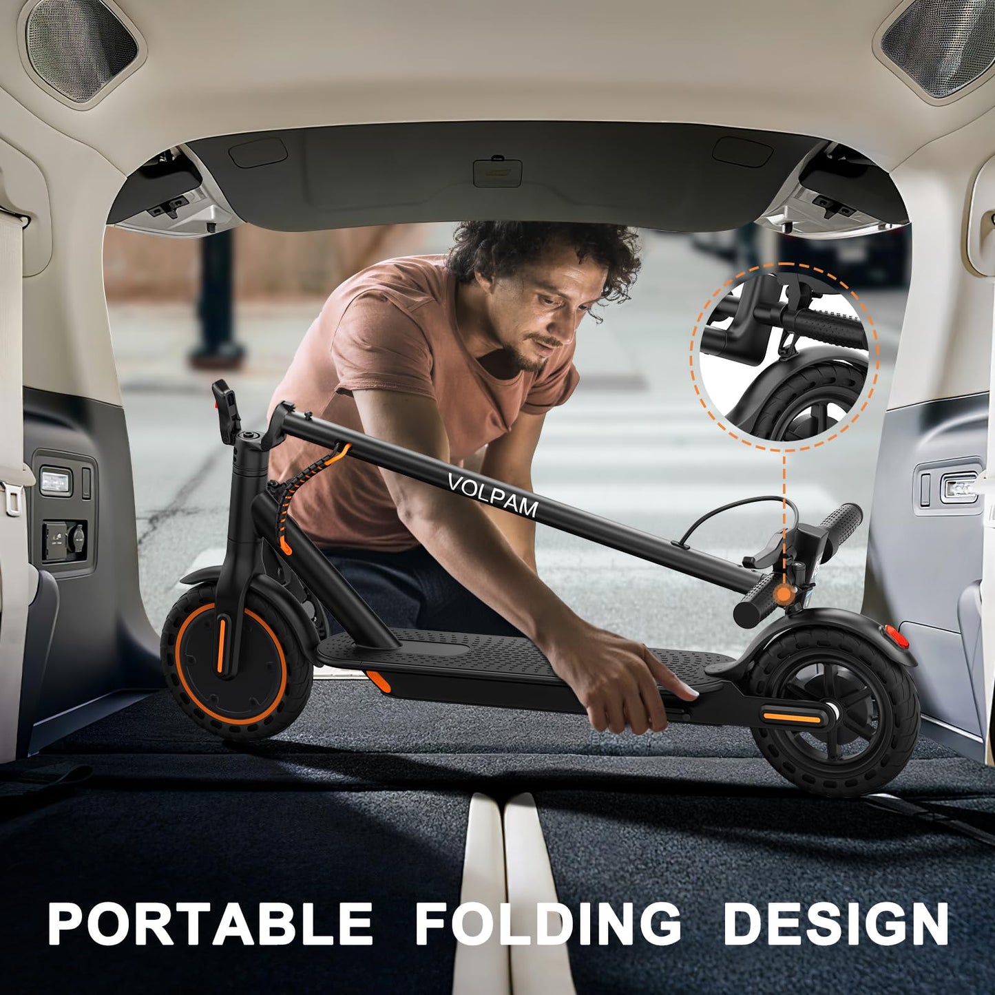 VOLPAM Electric Scooter, 350W/500W, 8.5"/10" Tires, 12/21/28 Miles Range, 16/19/22Mph, Folding E-Scooter with Dual Braking (8.5''-12Miles-350W)