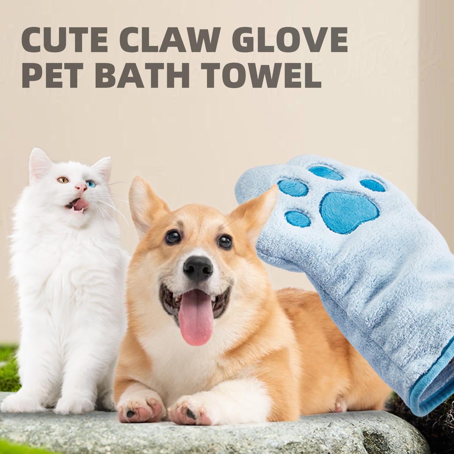 Supvlog Grooming Towel for Drying Pets – Ultra Absorbent Dog Towel with Embroidered Microfiber Design, Ideal for Small Dogs and Cats, Machine Washable, Blue, Tow01