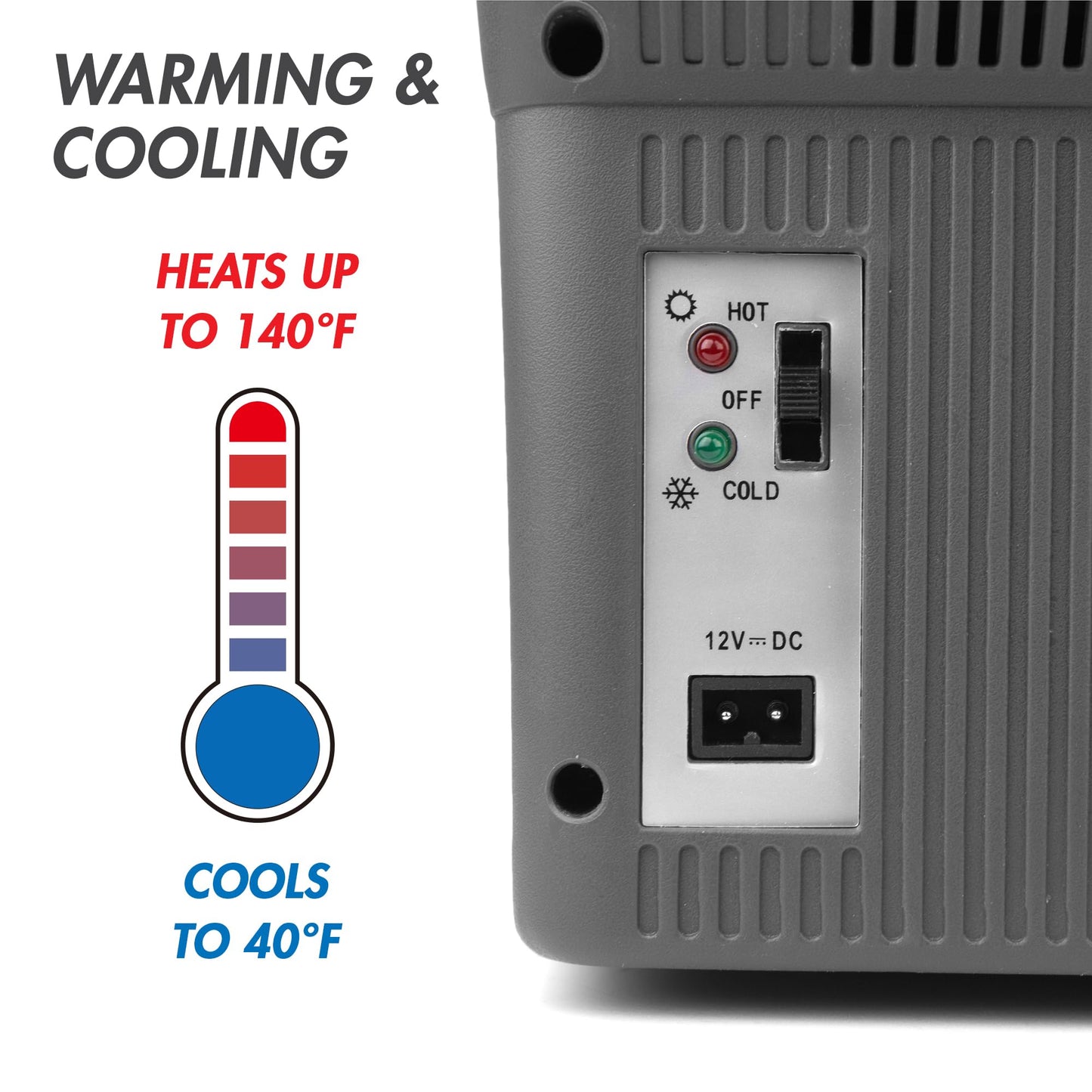 Wagan EL6214 Personal Thermoelectric Cooler/Warmer, 14 Liter Capacity, Portable Electric Car Cooler with 12/24V DC, 12V Small Fridge for Car, RV, and Camping Use, UL Listed