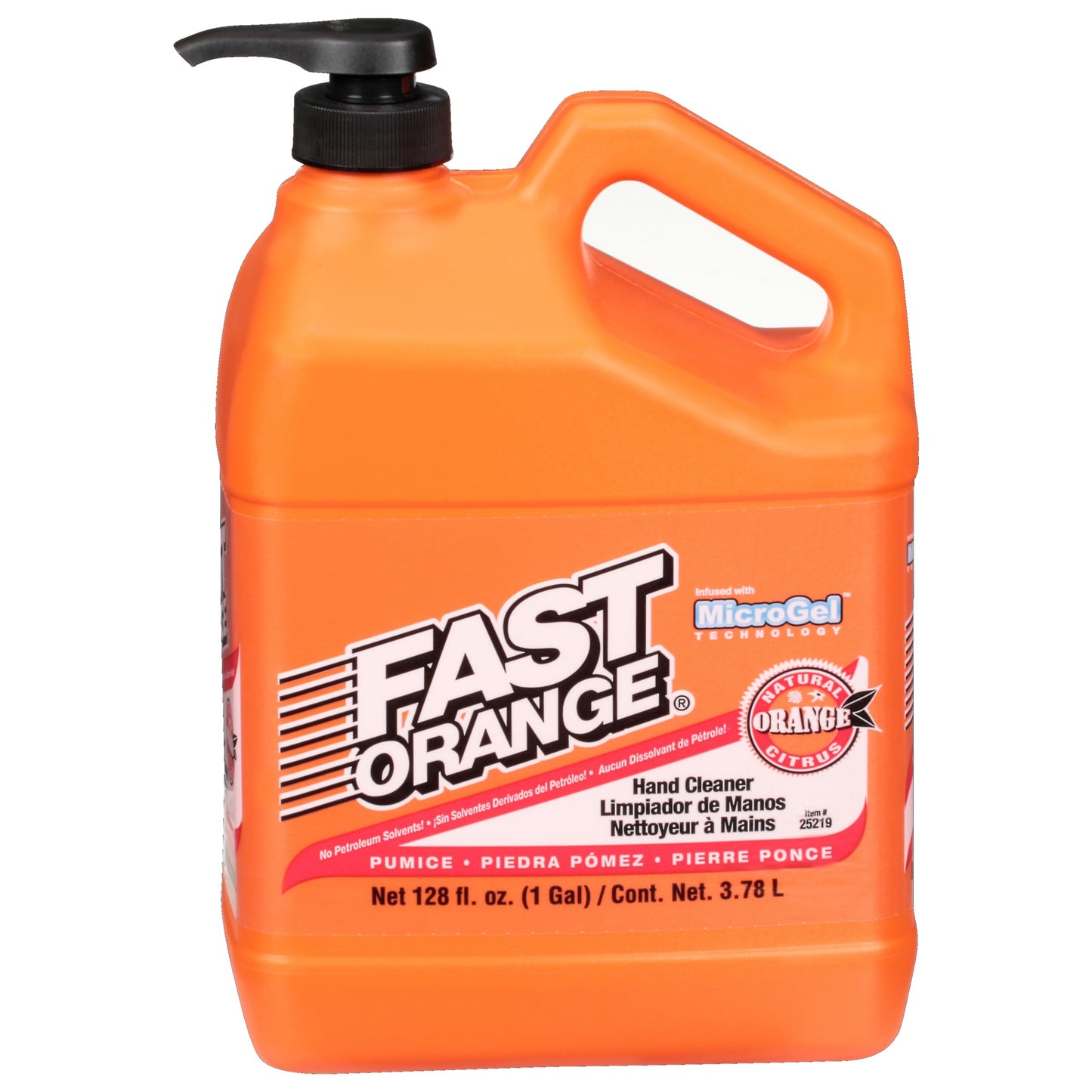 Fast Orange 25219 Pumice Lotion, Heavy Duty Hand Cleaner, Natural Citrus Scent, Waterless Cleaner For Mechanics, Strong Grease Fighter, 1 Gallon