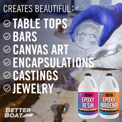 Craft Resin Epoxy Kit, 1 Gallon Total, 2-Part Crystal Clear Supplies for Beginners, Includes Molds for Tabletop Art, Jewelry Casting, DIY Tumblers, Wood, and Boat Projects