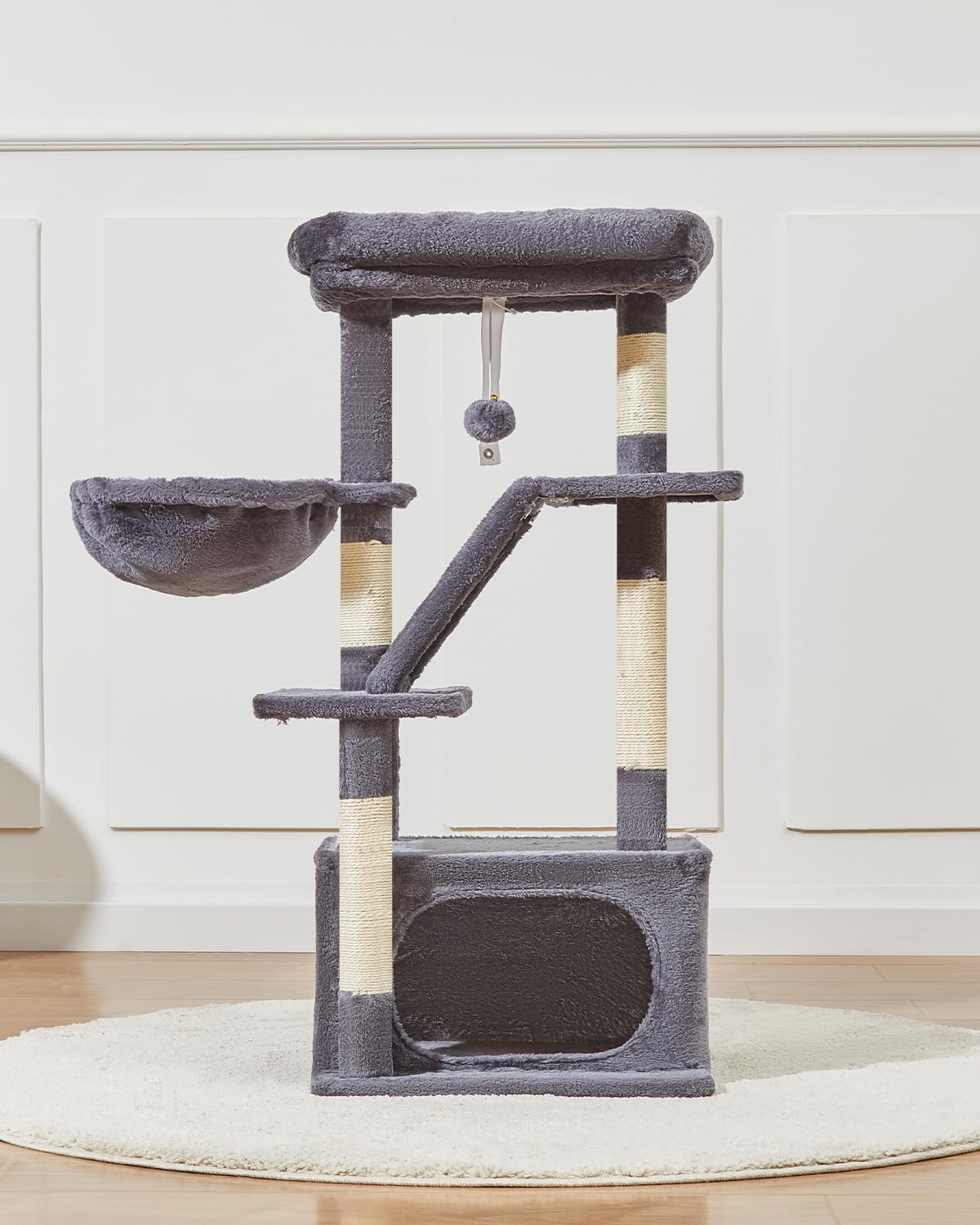 Taoqimiao Cat Tree,38.5-Inch Cat Tower for Indoor Cats,Suitable for Kittens with Luxurious cat condo with Adjustable Baskets and Luxurious Perch MS029SG Smoky Gray