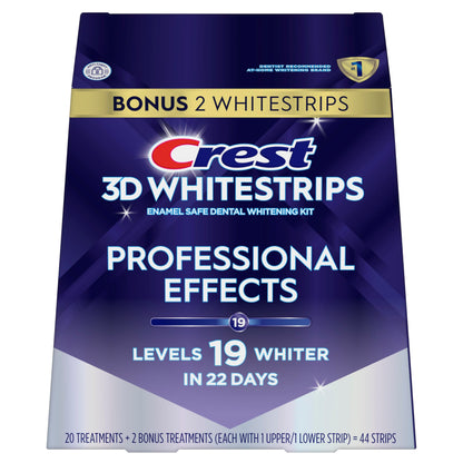 Crest 3D Whitestrips Professional Effects – Teeth Whitening Kit, 22 Treatments (20 + 2 Bonus), Each with 1 Upper/1Lower, 44 Strips – Crest 3DWhite Teeth Whitening Strips