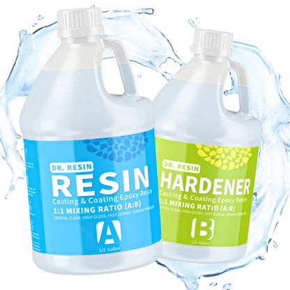 Clear Epoxy Resin Kit 1 Gallon, 2 Part Resina Epoxica for Countertop Wood Table Bar top, Self-Leveling Food Safe Crystal Casting Resin Coat for Crafts Art Jewelry Tumbler Coasters Tabletop DIY