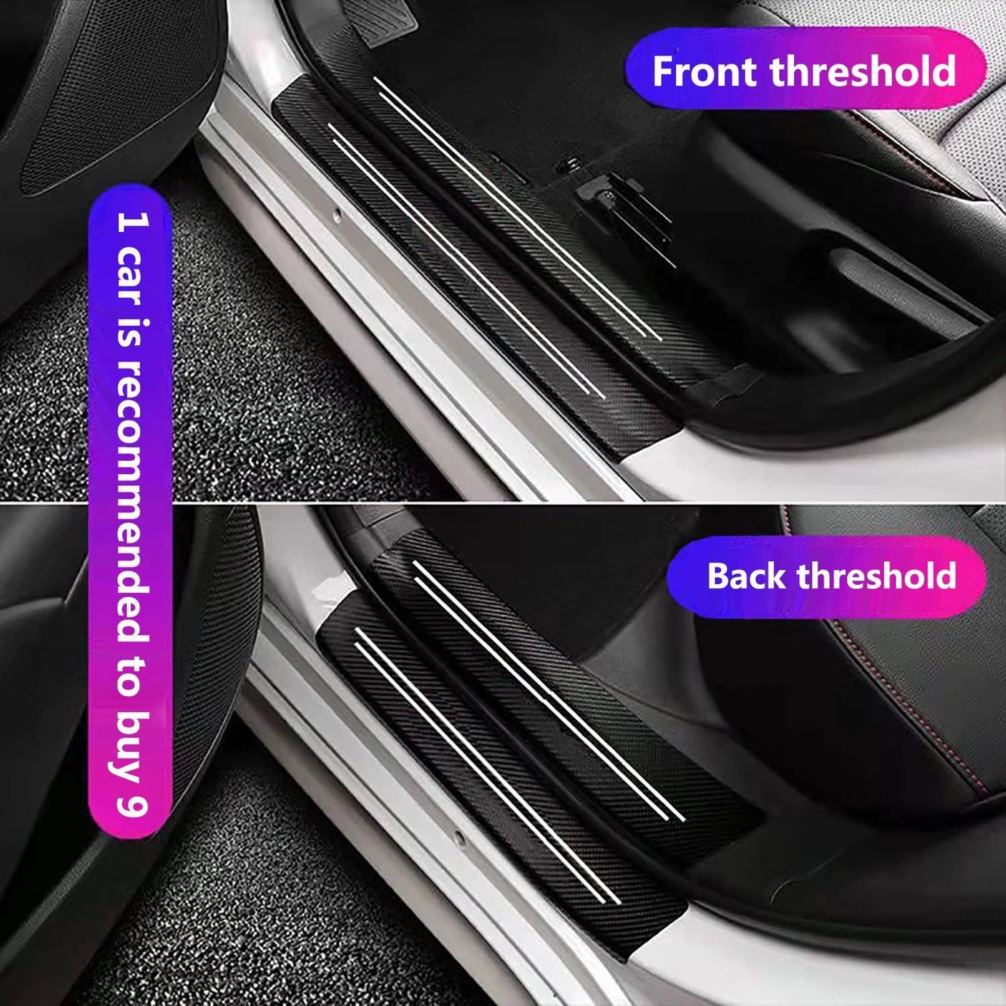 TACOPETS Door sill Protector,Door sill Scratch Protection (Suitable for Most car Models),Anti-Scratch Protection Strips（9PC）