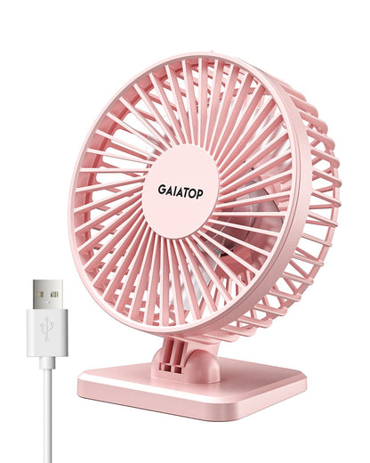 Gaiatop USB Desk Fan, Small But Powerful, Personal Portable Quiet 3 Speeds, Adjustable Mini Table Desktop fan for Cooling Home Office Car Summer Travel Gifts Pink