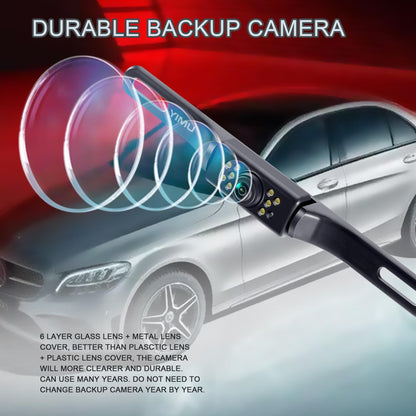 YIMU Car Backup Camera, License Plate Camera with 7 LED Lights Rear Camera, HD Night Vision Rear View Camera,Wide View Angle, IP69K Waterproof Reverse Vehicle Camera for Cars,SUV,Trucks,RV, Pickup