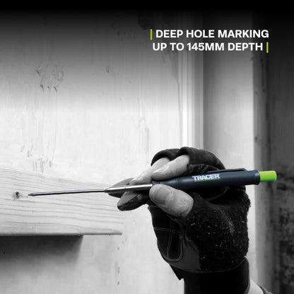 Tracer Deep Hole Construction Pencil Site Holster. Extendable 2B Carpenter Pencil with Inbuilt Carpenter Pencil Sharpener