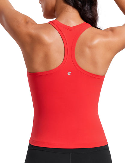 CRZ YOGA Butterluxe Racerback Workout Tank Tops for Women Tight Sleeveless Camisole Gym Athletic Yoga Shirts Deep Red Medium