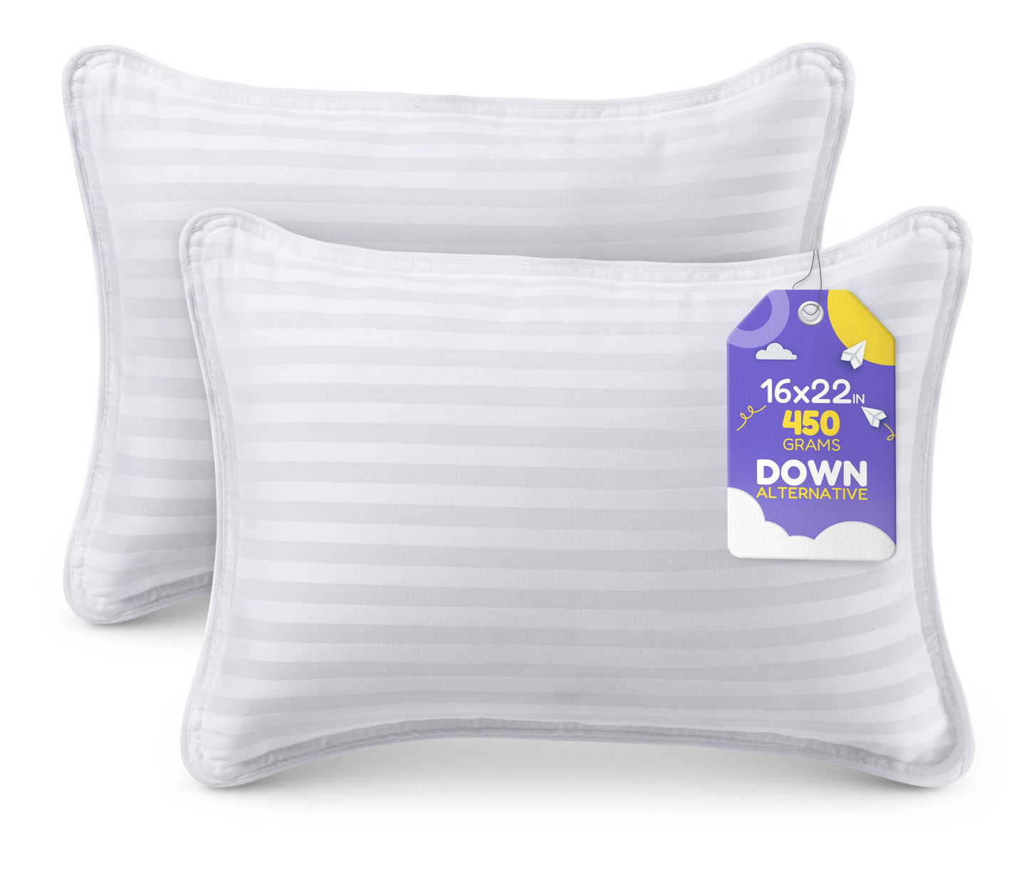 Utopia Bedding Youth Pillow (White, 2 Pack), 16x22 Kids Pillow for Sleeping, Soft and Breathable Cotton Blend Shell, Polyester Filling, Perfect for Kids Bed and Travel (Intended for Age 5 and up)