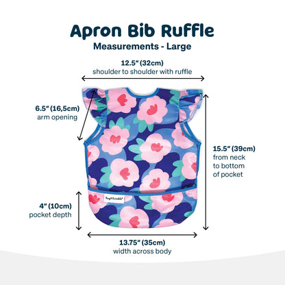 Tiny Twinkle Mess Proof Baby Bib - Waterproof & Lightweight Baby-Led Weaning Apron | 100% Recycled Polyester, Easy Clean & Machine Washable (Floral Blue, Small 6-24 Months)