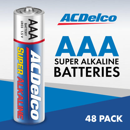 ACDelco 48-Count Triple AAA Batteries, Maximum Power Super Alkaline Battery for Home and Office, 10-Year Shelf Life, Reclosable Packaging
