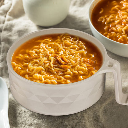 Romooa 2 Sets Microwave Ramen Cooker Bowl Set with Spoon Chopsticks Fork Wheat Fiber Instant Noodle Bowl with Handles Ramen Kit for College Dorm Room Apartment Essentials