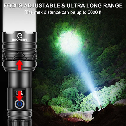 Rechargeable Flashlights 2000 High Lumens, Long Range 5000ft, Super Bright LED Flashlight USB C, High Powerd Multi-Functional Heavy Duty Strong Flash Light High Beam, for Emergency Security Camping