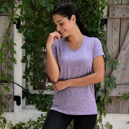 Real Essentials 5 Pack: Women's Dry Fit Short Sleeve V Neck Workout Top - Fitness Pilates Gym Athletic Yoga T-Shirt (Plus Available), Set 3, XL