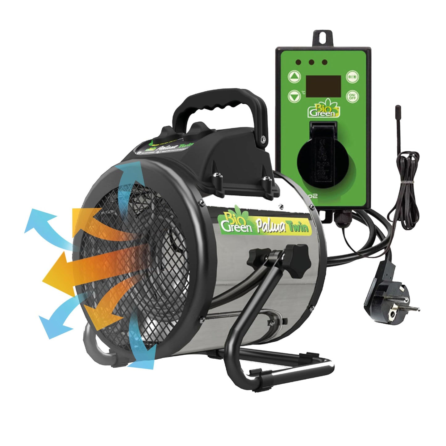Bio Green PAL 2.0/USDT Palma Greenhouse Heater incl. Digital Thermosta, 11 x 8 x 12.5" / 280 x 195 x 315 mm