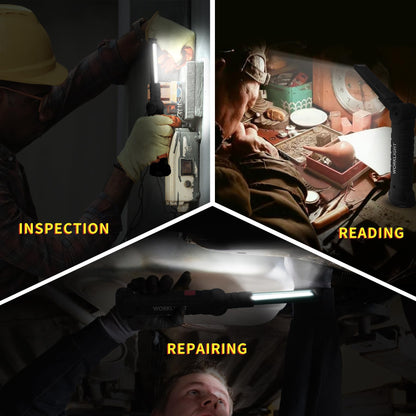 Suranew LED Worklight Flashlight, COB Rechargeable Work Lights with Magnetic Base 360 Degree Rotate and 5 Modes Portable Flood Light Inspection Construction Light for Car Repair (Black Green, 2 Pack)