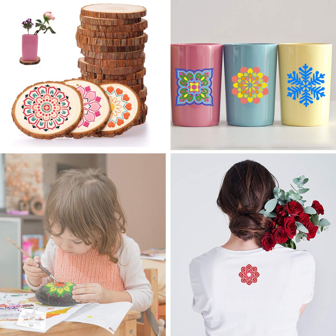 36 PCS Reusable Mandala Stencils for Painting Rocks Wood Canvas Fabric Glass Pottery Art Projects