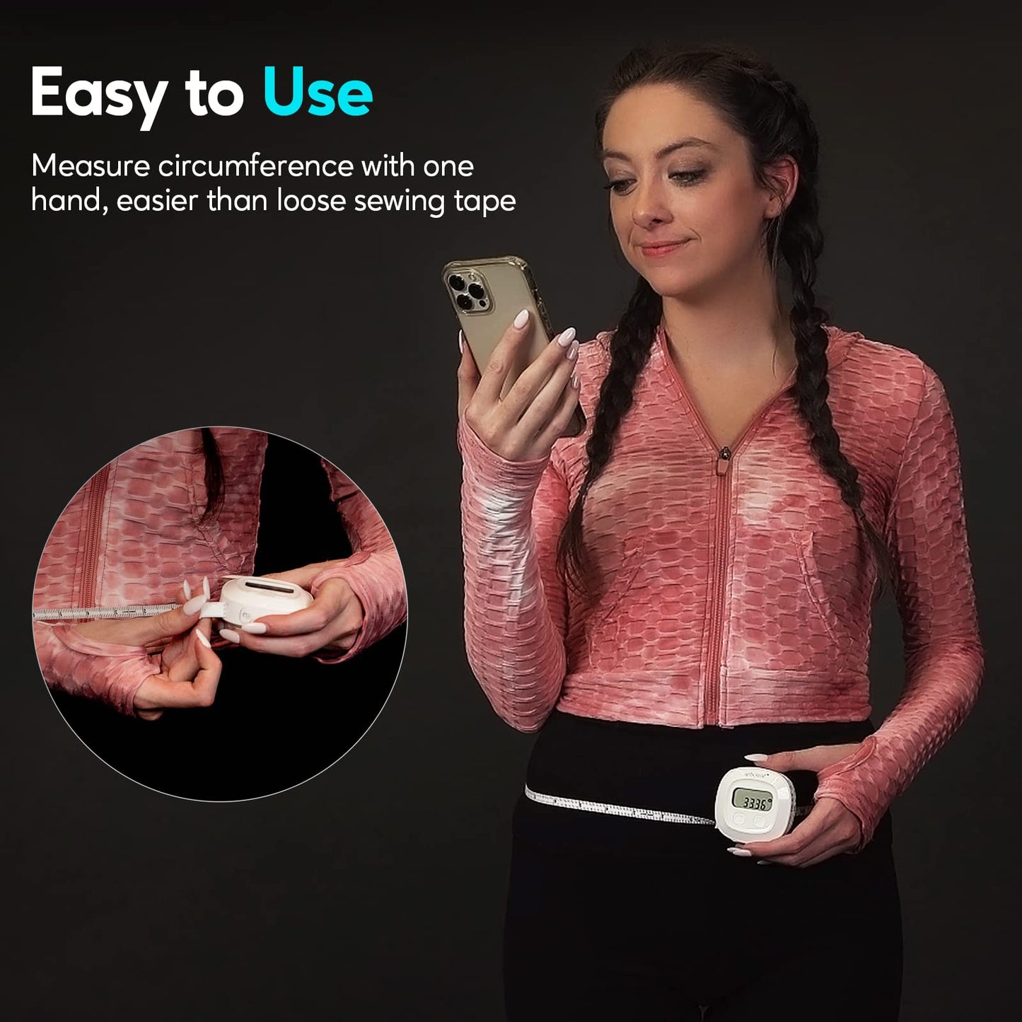 arboleaf Digital Body Tape Measure, 60in Body Measuring Tape, Bluetooth Measuring Tape for Body Measurements with App, Body Fat Measurement Device for Weight Loss, Locking, Retractable