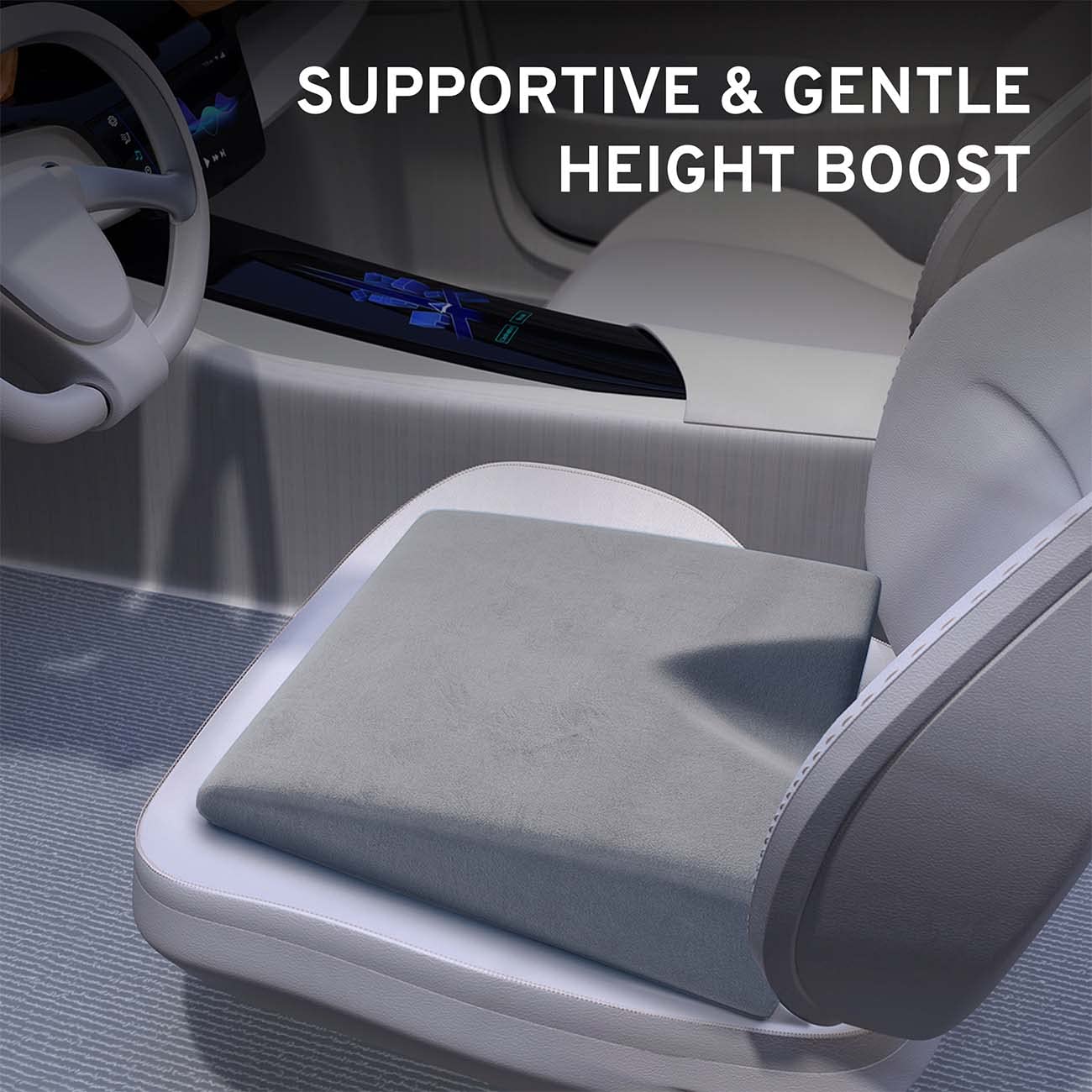 Wedge Car Height Booster Seat Cushion - Office Chair Cushion - Memory Foam Tailbone Pain Relief Cushion for Driving, Office, Gaming Chair - Orthopedic Lower Back, Tailbone, Coccyx, HIPS Support