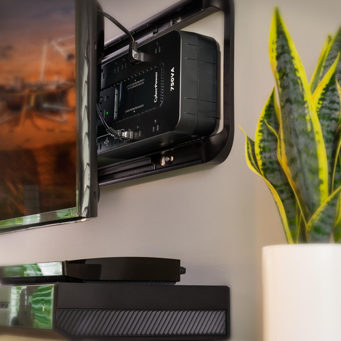 CyberPower EC750G Ecologic Battery Backup & Surge Protector UPS System, 750VA/450W, 12 Outlets, ECO Mode, Compact Uninterruptible Power Supply, Black