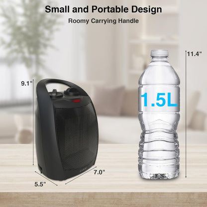 Small Portable Space Heater for Indoor Use - Lutntc 1500W Safe and Quiet Ceramic electric Heater Fan, Heat Up 200 Square Feet for Room, Office, Desk