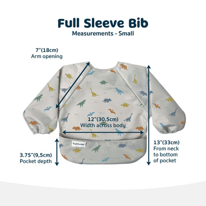 Tiny Twinkle Mess Proof Baby Bib,Waterproof Smock Baby Bib for Eating,Machine Washable Long Sleeve Bib,Baby Led Weaning,Toddler Bib,BLW Supplies(Dinosaur, Small 6-24 Months)