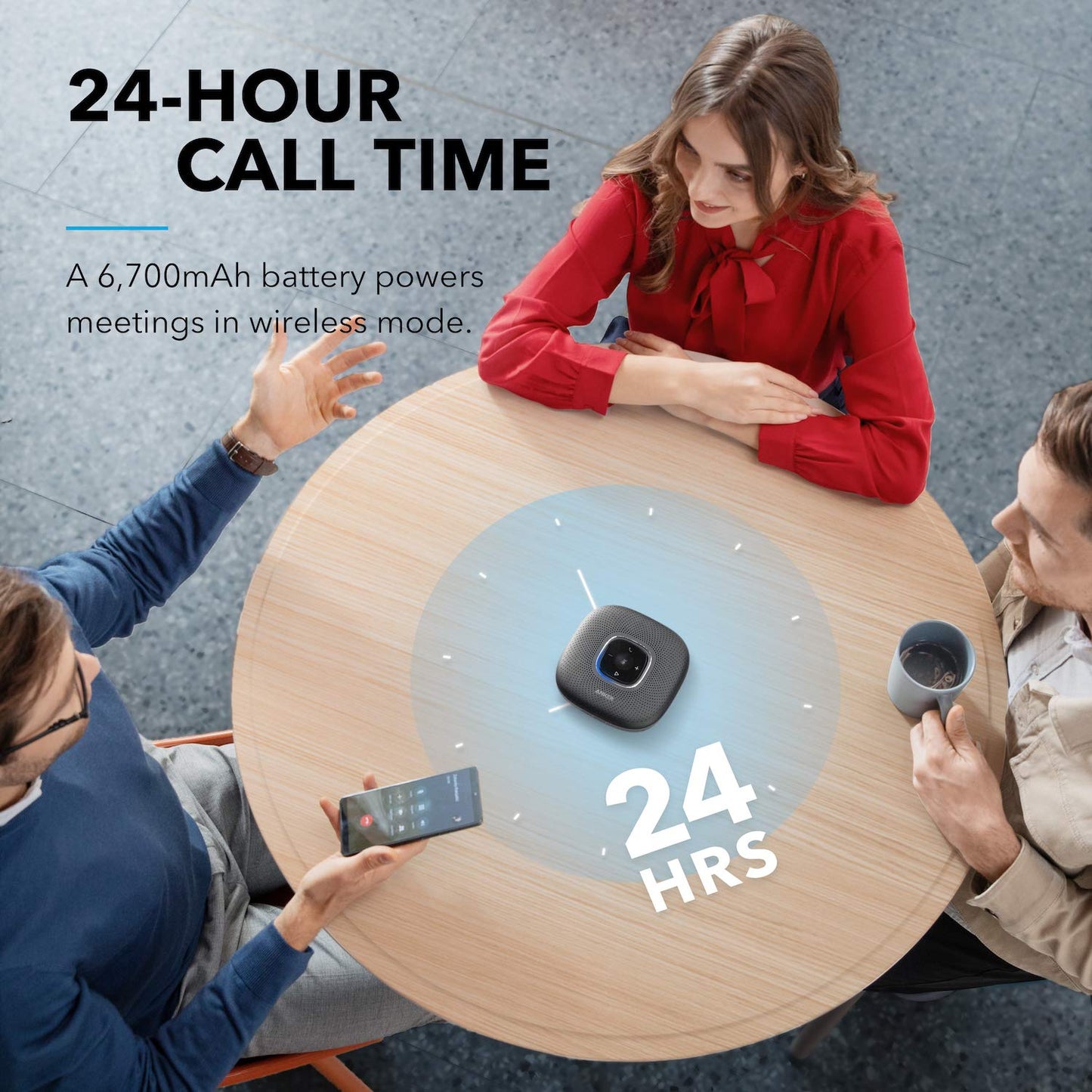 Anker PowerConf Speakerphone, Zoom Certified Conference Speaker with 6 Mics, 360° Enhanced Voice Pickup, 24H Call Time, Bluetooth 5.3, USB C, Compatible with Leading Platforms for Personal Workspaces