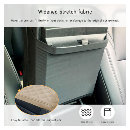 Ziciner Car Center Console Cover, Leather Memory Foam Armrest Cushion Protection Pad, Waterproof Hand Rest Pillow with Height Increase, Universal Accessory for Most Car (Beige)