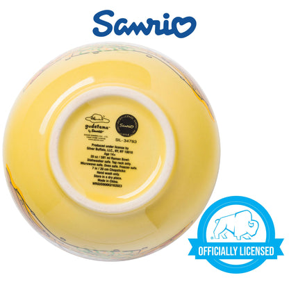 Silver Buffalo Sanrio Hello Kitty and Friends Gudetama Lazy Egg Sailing In Ramen Ceramic Ramen Noodle Rice Bowl with Chopsticks, Microwave Safe, 20 Ounces