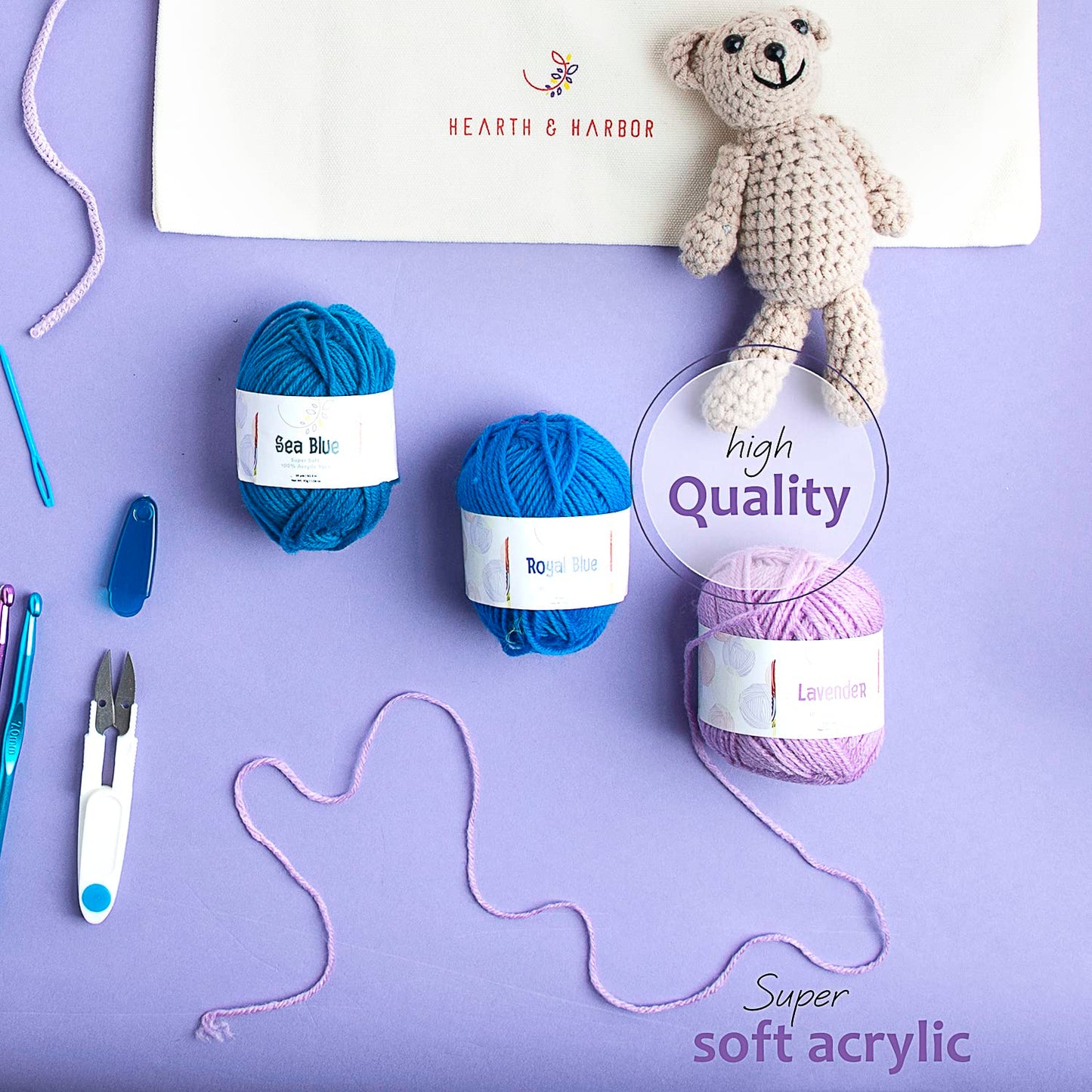 Soft Acrylic Yarn for Crocheting - 2400 Yards Crochet Yarn for Crocheting, Amigurumi Yarns for Knitting, Bulk, Perfect for Crafts, Crochet Amigurumi, and Knitting - 24 Pack x 50g