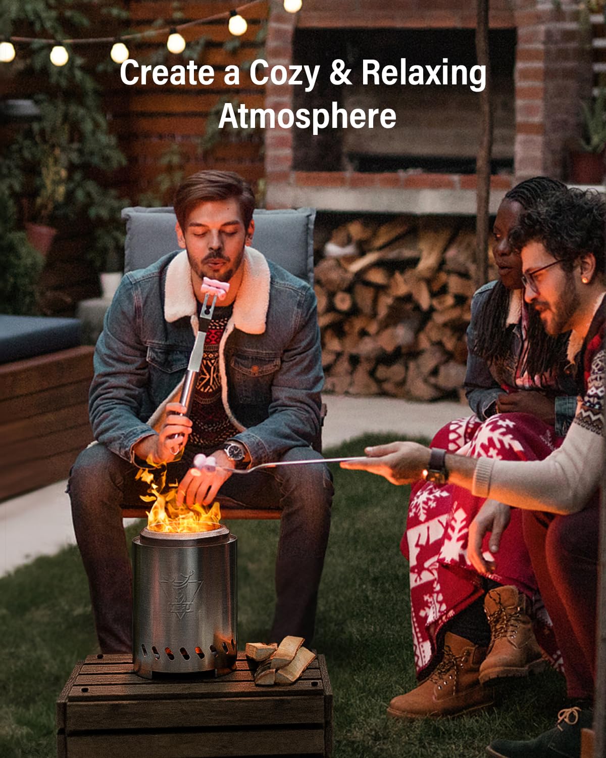 YEFU Tabletop Fire Pit 9.7 x 7.1 in, Low Smoke Camping Stove for Outdoor & Patio, Fueled by Pellets or Wood, Safe Burning Table Top Firepit, with Travel Bag & 2 Mini Sticks & Fireproof Mat, Silver