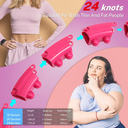 Brebon Weighted Hoola Infinity Exercise Fit Hoops, Plus Size, 2 in 1 Weight Loss 24 Detachable Knots Fitness Abdomen Equipment, Adjustable Auto-Spinning Ball for Adult