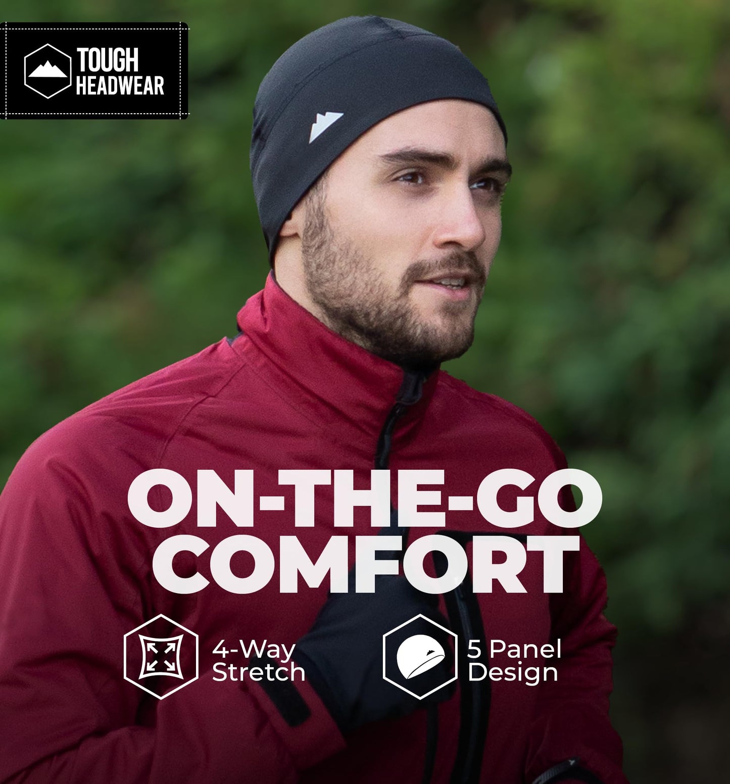 Tough Headwear Skull Cap - Skull Caps for Men and Women - Motorcycle Bike or Football Helmet Liner - Warm Mens Womens Head Liners - Winter Running Beanie Hat - Black