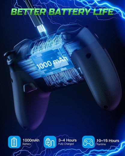 VOYEE Switch Controllers Compatible with Switch/Lite/OLED/PC Windows, 1000mAh Programmable RGB Lightning LED, Wireless Pro Controller with One Key Pairing/Wake Up/Turbo/Vibration