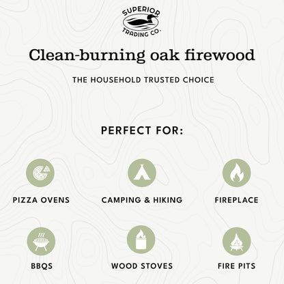 Superior Trading Oak Mini Fire Wood w/Fire Starter Pods, Winter Fireplace Starter, Wood Stove, USDA Cert 4-5” Kiln Dried Firewood, USA Made, 10-11 lbs in Plastic Storage Box