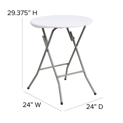 Flash Furniture Elon 2' Round All-Occasion Plastic Folding Event Table, Foldable Portable Banquet Table for Indoor/Outdoor Events, White