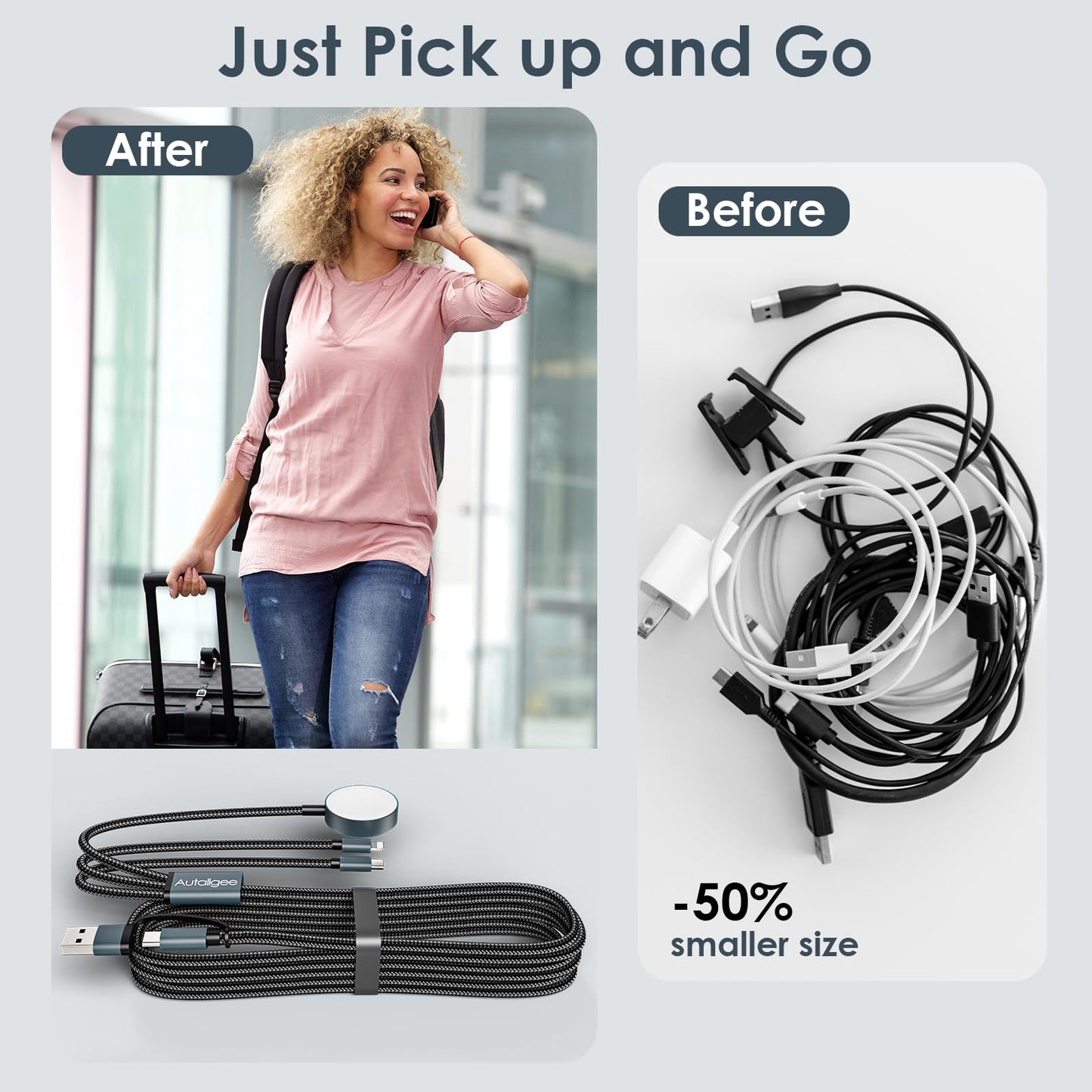 Travel Essentials for Apple Watch Charger,3 in 2 USB C Cable for Multi Charging Cable Cord,Vacation Camping RV Essentials Portable Designed for iWatch &iPhone 17-11 -4FT ﻿