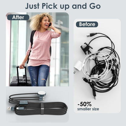 Travel Essentials for Apple Watch Charger,3 in 2 USB C Cable for Multi Charging Cable Cord,Vacation Camping RV Essentials Portable Designed for iWatch &iPhone 17-11 -4FT ﻿