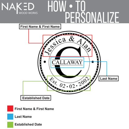 Custom Cutting Board – Personalized Wedding Gift & Bridal Shower Gift with Names & Date – Handmade in USA, (Wood Coasters, Display Stand & Gift Wrap options) – Keepsake Gift Idea for Couples