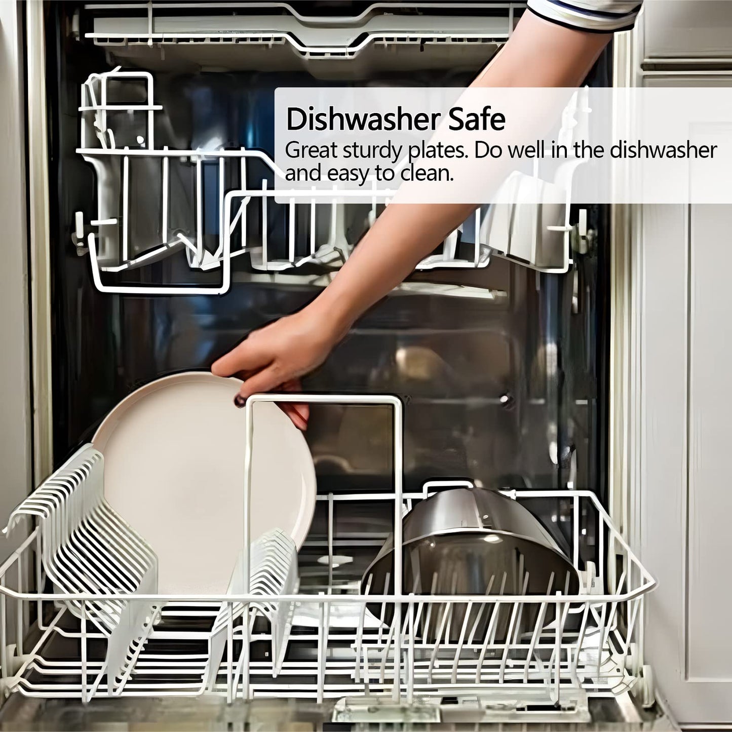 【Non Ceramic】 9 Inch Dinner Plates,BPA-Free Wheat Straw & Plastic Plates,Off White Plate Set Dishwasher and Microwave Safe Plates - Set of 8