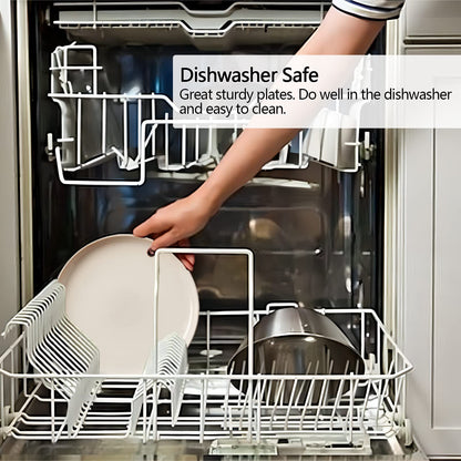 【Non Ceramic】 9 Inch Dinner Plates,BPA-Free Wheat Straw & Plastic Plates,Off White Plate Set Dishwasher and Microwave Safe Plates - Set of 8