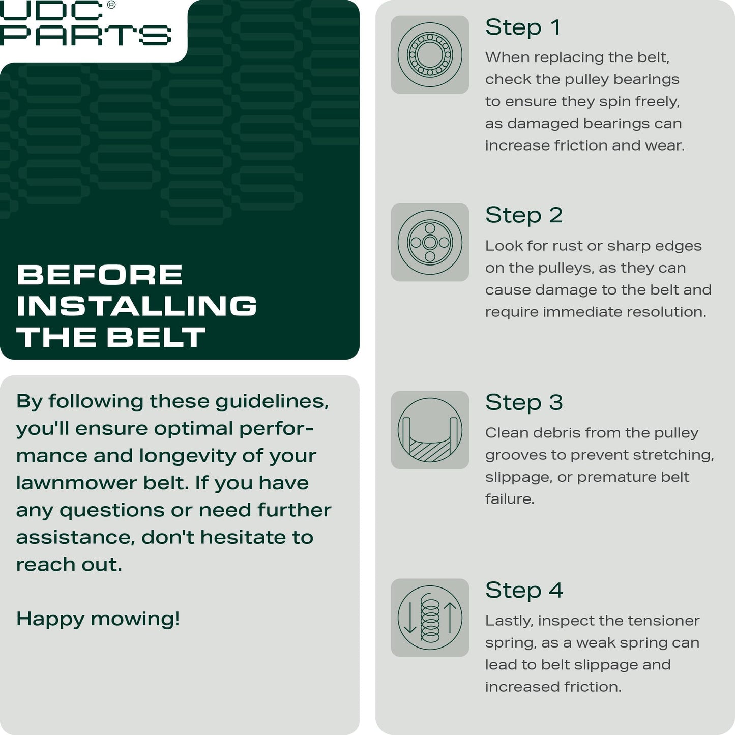 UDC Parts GX20072 Deck Belt for John Deere 42 Inch D105 E100 D110 S100 D100 D120 D125 D130 L100 L110 E110 E120 E130 LA100 LA105 LA110 LA115 LA120 LA125 LA135 S110 S120 L105 GY20570 / 103.7 inches