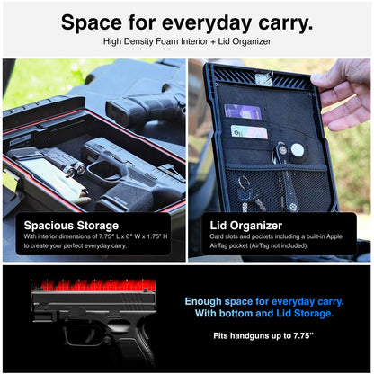 VAULTEK LifePod Secure Waterproof Travel Case Rugged Electronic Lock Box Travel Organizer Portable Handgun Case with Backlit Keypad (Covert Black) (Biometric)
