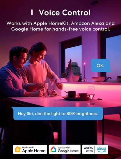 Smart LED Strip Lights Works with Apple HomeKit, 32.8ft WiFi RGB Strip, Compatible with Siri, Alexa&Google and SmartThings, App Control, Color Changing Led Strips for Home, Bedroom, Kitchen, TV, Party