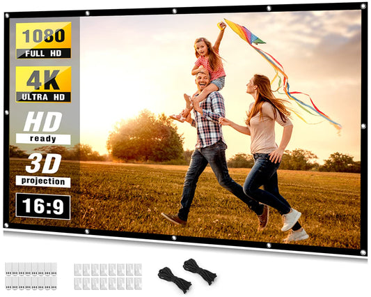 Projector Screen 100 inch, Taotique 4K Movie Projector Screen 16:9 HD Foldable and Portable Anti-Crease Indoor Outdoor Projection Double Sided Video Projector Screen for Home, Party, Office, Classroom