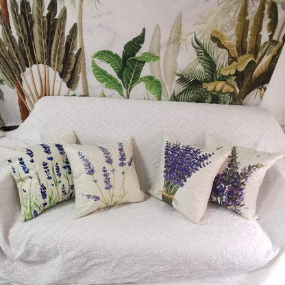 Songtec Decorative Throw Pillow Cover 18x18, Lavender Flower Garden Outdoor Patio Pillow Cushion Cases for Couch, Porch, Sofa, Bed (Insert Not Included) – Lavender