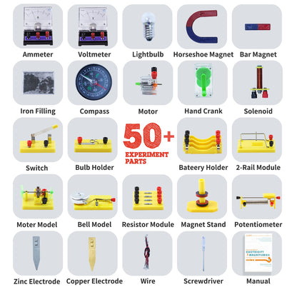 Teenii Electricity and Magnetism Kit Experiments STEM Science Kit for Kids, Electromagnetism Circuit Learning Set School Lab Physics Educational Toys, Birthday Gift for Boys Girls Age 8-16 Year Old