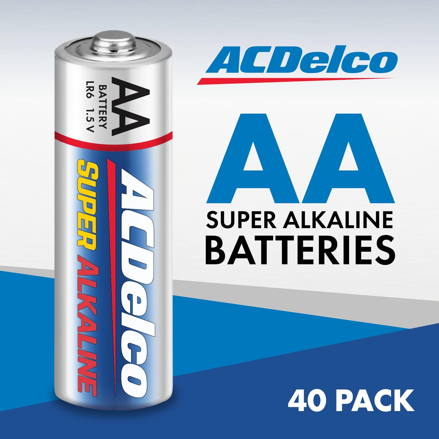 ACDelco 40-Count Double AA Batteries, Maximum Power Super Alkaline Battery for Home and Office, 10-Year Shelf Life, Reclosable Packaging